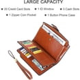 thumbnail image 2 of Womens Wallet Leather RFID Blocking Long Purse Large Capacity Card Holder Organizer Trifold Ladies Phone Clutch, 2 of 7