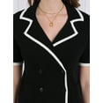 thumbnail image 4 of DARING DIVA Women's Short Sleeve Contrast Color Knit Sweater Cardigan XL Black, 4 of 6