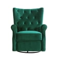 thumbnail image 3 of Second Story Home Alice Upholstered Wingback Swivel Tufted Recliner- Emerald, 3 of 8