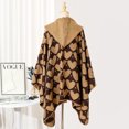thumbnail image 4 of ZQUUVOU Women's Woven Knitted Hooded Cape Vintage Scarf Shawl Crochet Poncho Knitting Patterns Fall Winter Fashion Wram Accessories Coffee, 4 of 5