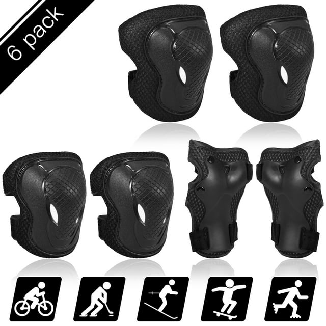 Kids Knee Pads Set 6 in 1 Protective Gear Kit Knee Elbow Pads with Wrist