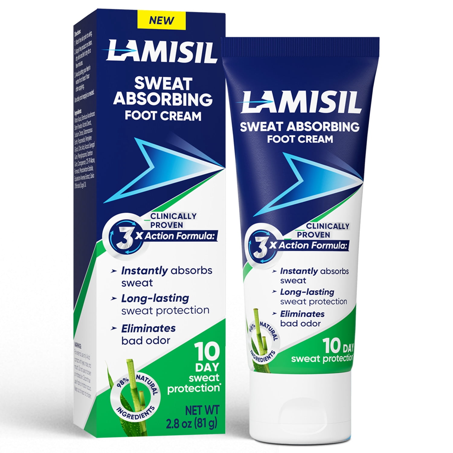 (2 pack) Lamisil Sweat Absorbing Foot Cream, 2.8 oz, Instantly Absorbs Sweat, Long-Lasting Protection