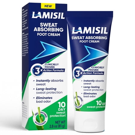 Lamisil Sweat Absorbing Foot Cream, Instantly Absorbs Sweat, Long-Lasting Protection, 2.8 oz