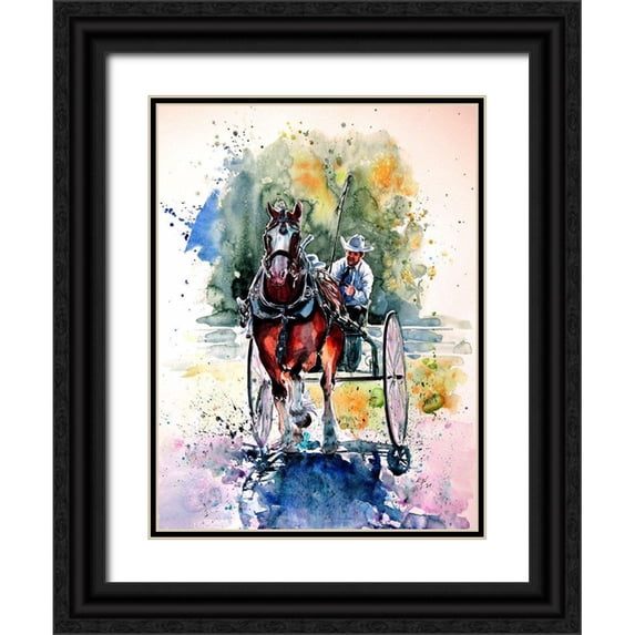 Kovacs, Anna Brigite 25x32 Black Ornate Wood Framed with Double Matting Museum Art Print Titled - Horse Race