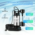 thumbnail image 5 of VEVOR Submersible Sump Pump Water Pump 1.5 HP 6000GPH Cast Iron Steel Basement, 5 of 10