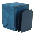 thumbnail image 2 of Leather Deck Case 100+ Sleeved Cards for Business Cards Baseball Card Display Dark Blue, 2 of 6