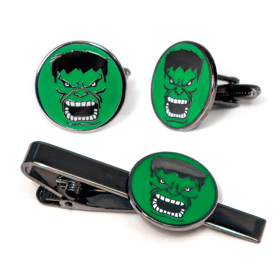 Hulk Cufflinks, Avengers Tie Clip, Groomsman Jewelry, Men’s Wedding Gifts