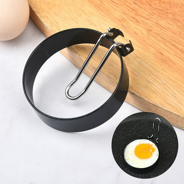 Cuiseur à oeuf GENERIQUE Lot de 4 anneaux à œufs antiadhésifs bolatus avec  poignée en silicone et brosse de qualité alimentaire - moule rond en métal  - pour cuire des œufs