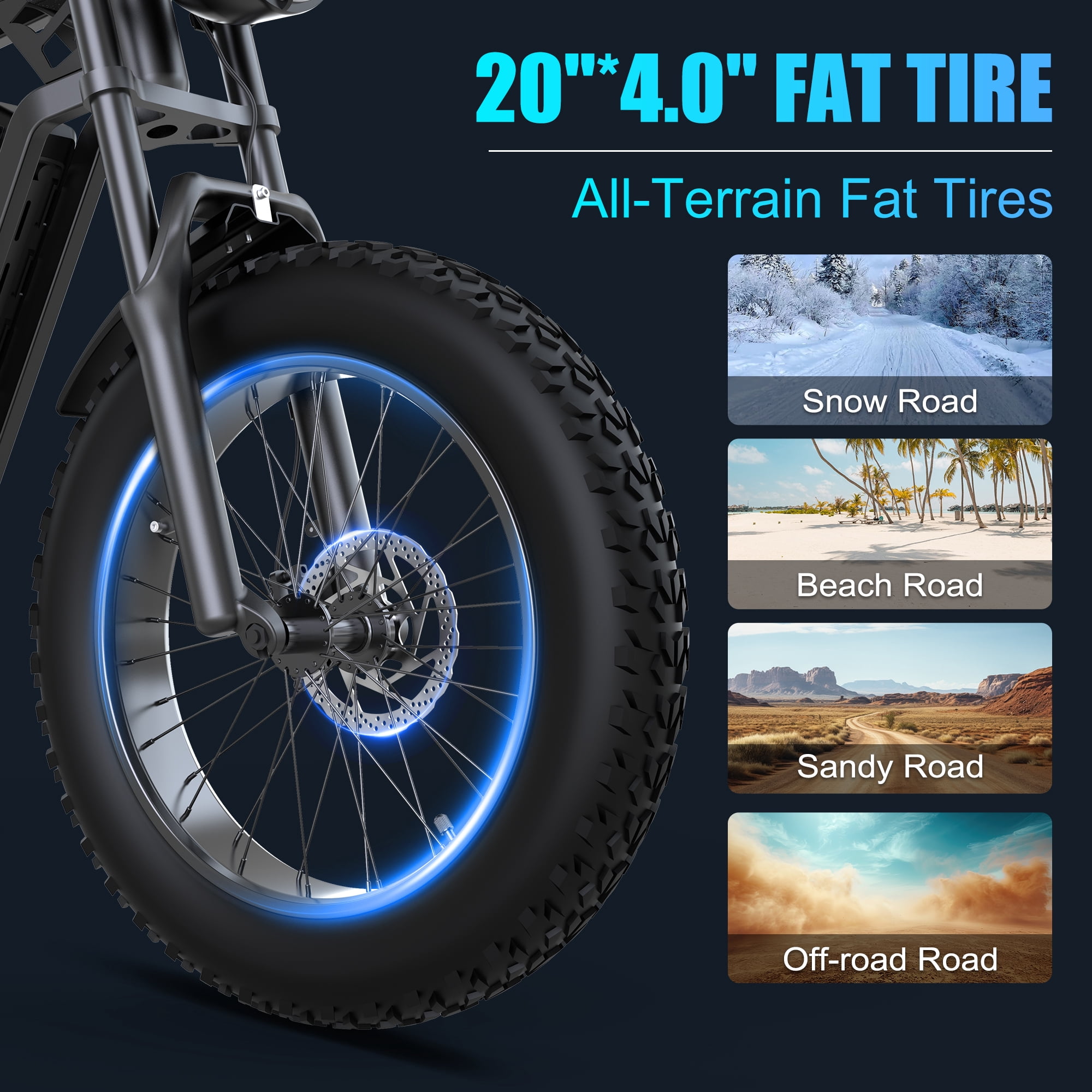 Moveloop Electric Bike, 20"x4.0" Fat Tire Ebikes for Adults, 1500W Peak 31 MPH Electric Mountain Bike, 48V 15.6 AH Battery, 7-Speed, UL 2849