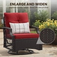 thumbnail image 6 of STARY Outdoor Swivel Rocker Chairs with Coffee Table, 3 Pieces Wicker Patio Furniture Set, Rattan Outdoor Bistro Set for Backyard, Red, 6 of 10
