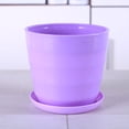 thumbnail image 1 of Decoración de jardín moderna para balcones y oficinas, macetero redondo flexible morado con bandeja extraíble, 1 of 2
