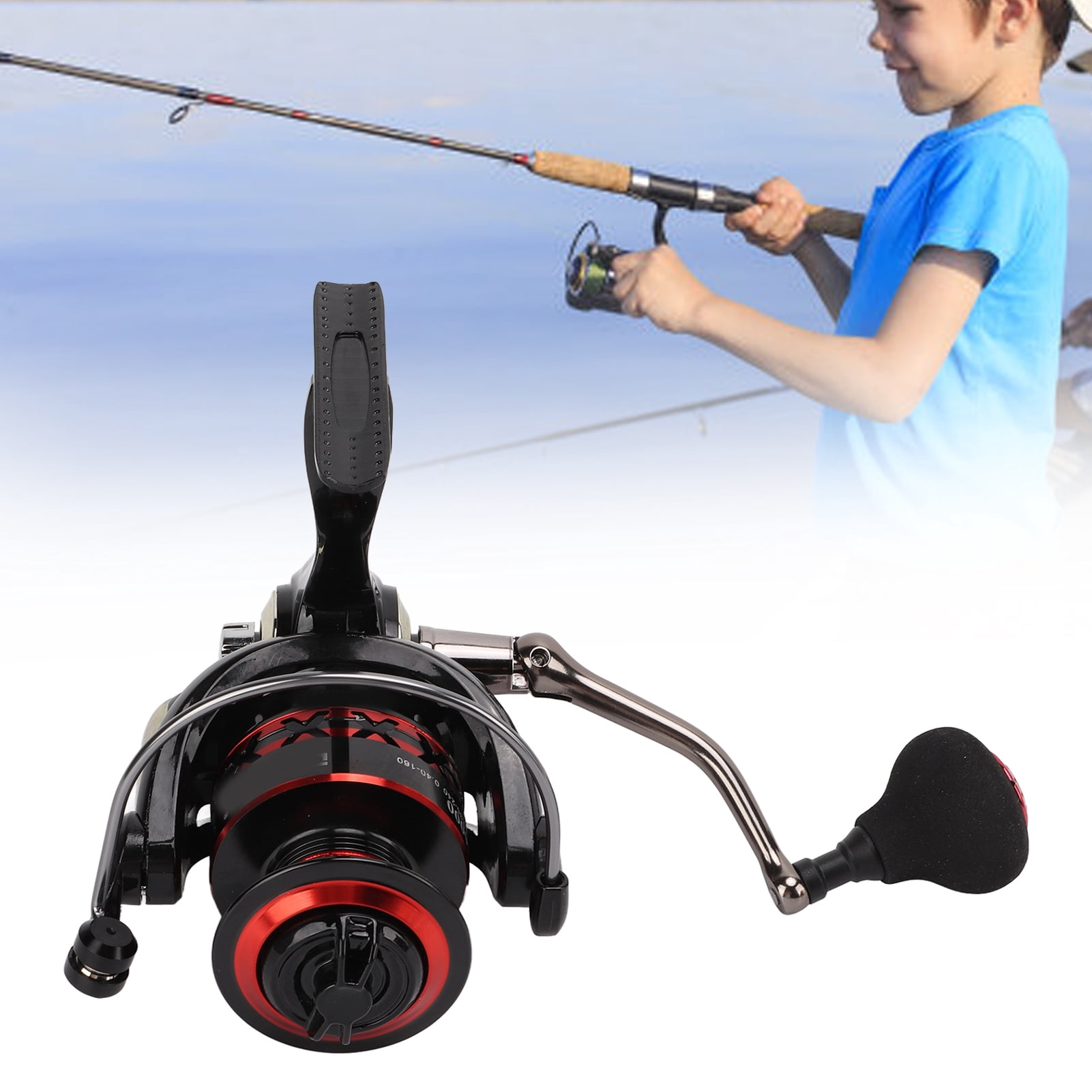 NFTIGB Metal Spinning Fishing Reel CNC Machined with Comfortable EVA Grip, Long Throw Wheel for Saltwater and Freshwater Bass Fishing, Size 6000, 8.47 oz / 240g