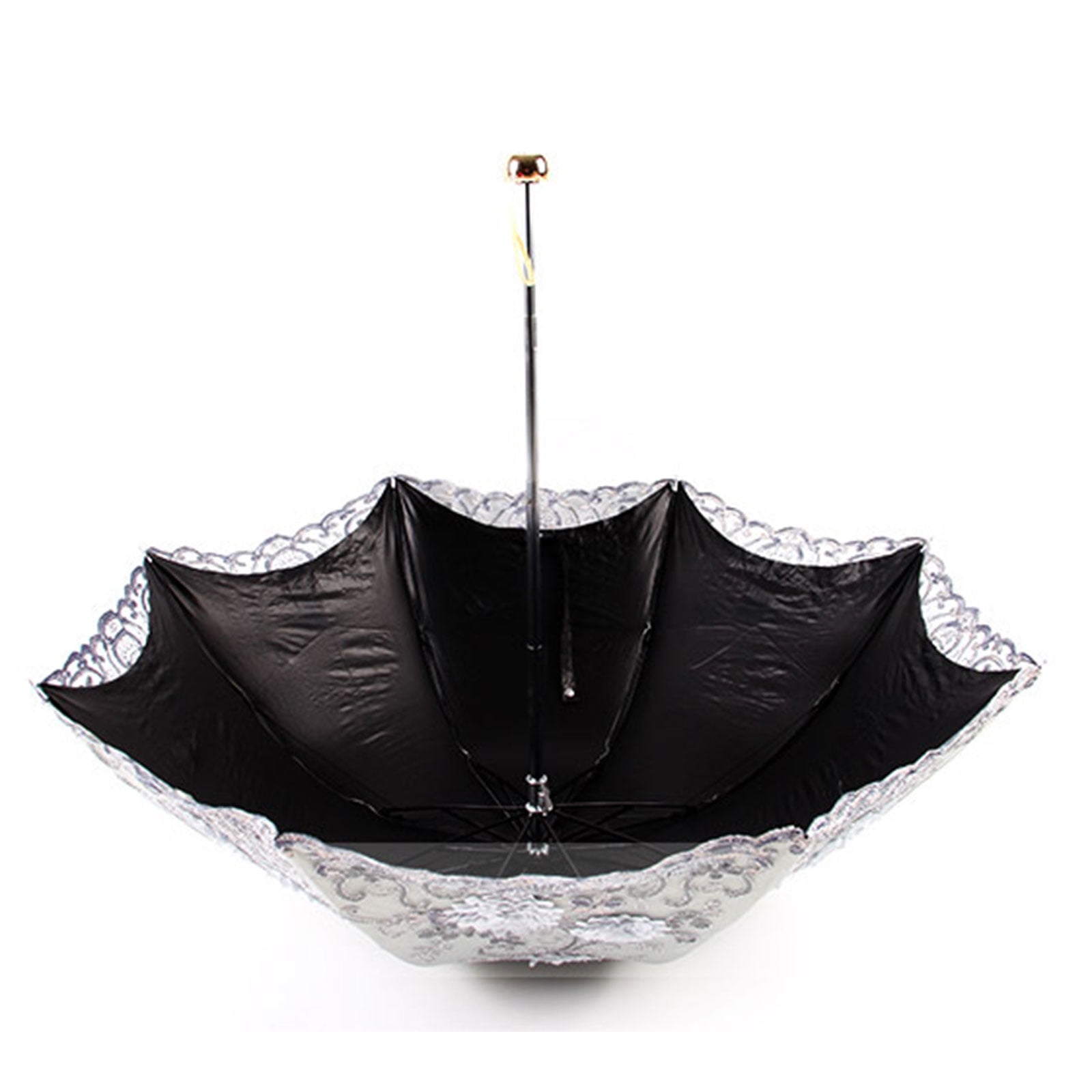 SDFGTstore Double Layer Embroidered Lace Umbrella Three Folding Anti-uv Windproof