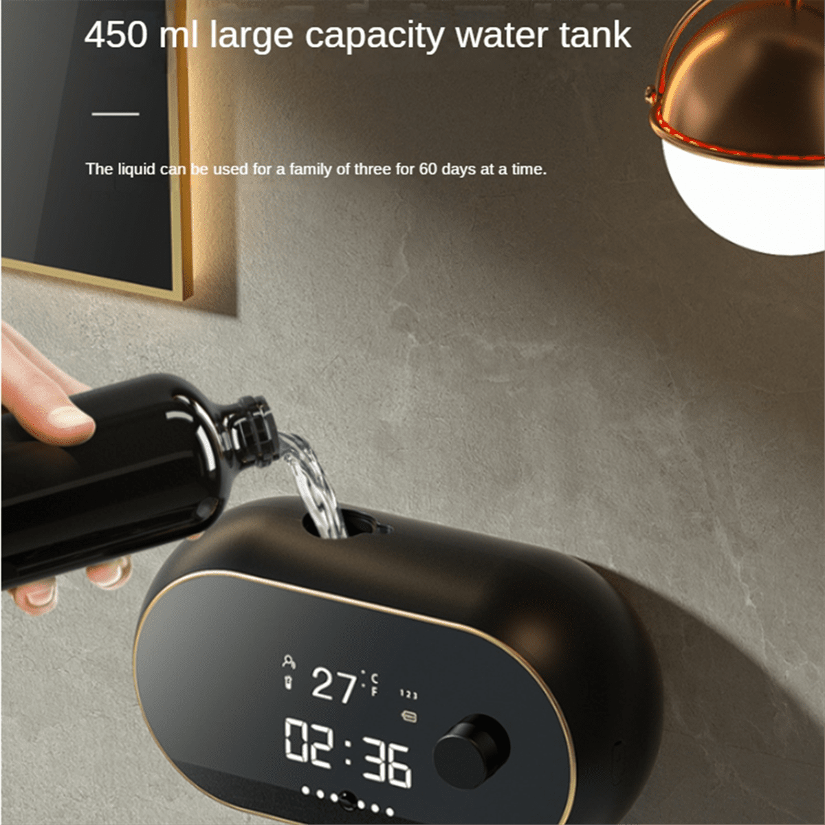 Automatic Soap Dispenser Wall Mount Rechargeable LED Display Gel Soap Dispenser for Kitchen Bathroom White