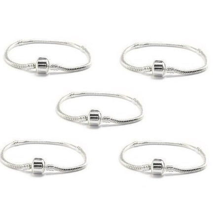- Buckets of Beads 5 Pack of 8 Inch Barrel Clasp Charm Bracelets. Compatible With Most Pandora Style Charm Beads.