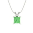 thumbnail image 2 of 2.5 ct Brilliant Princess Cut Solitaire Green Diamond 14k White Solid Gold Everyday Affordable Designer Necklace Pendant with 18" Chain, 2 of 6