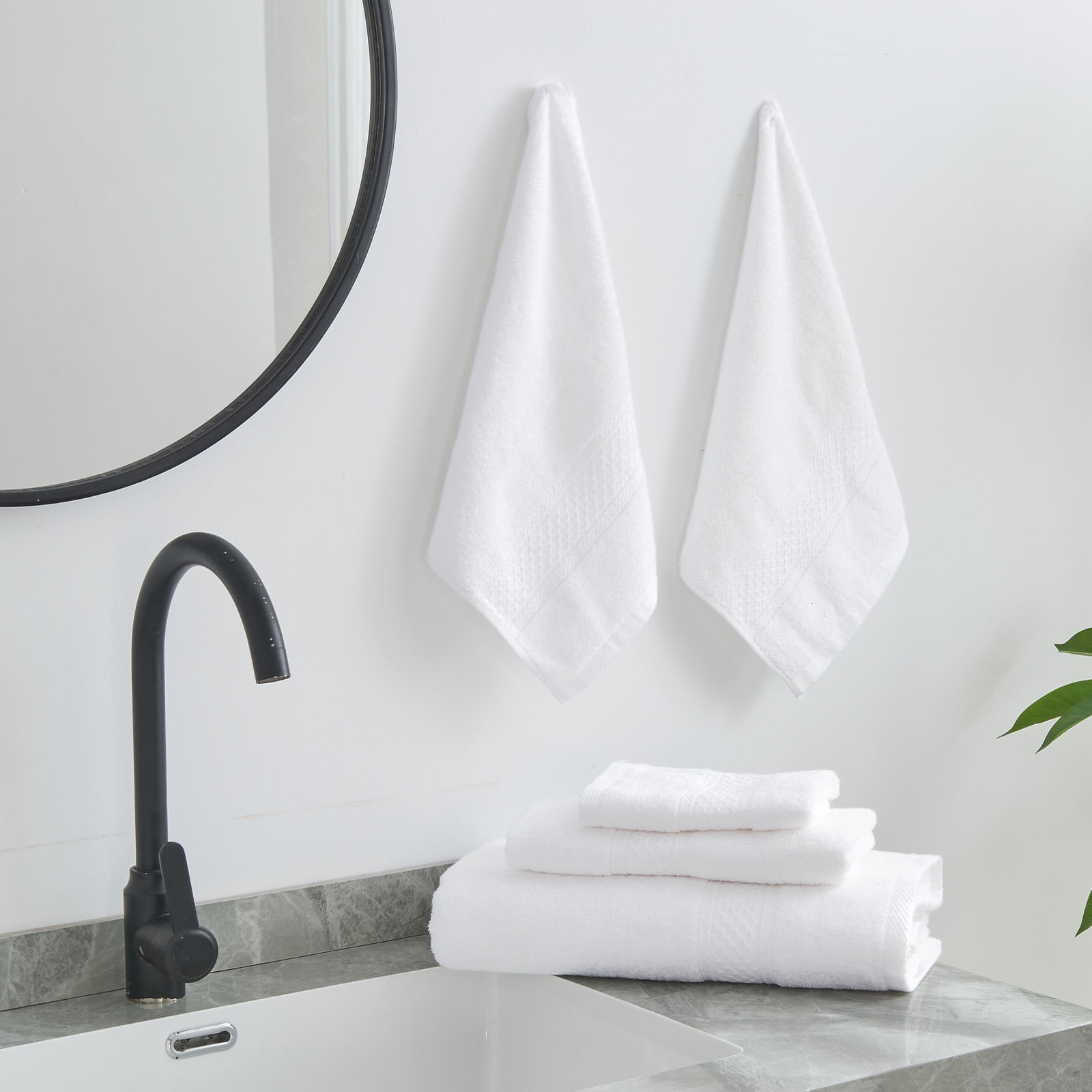 Gogreen 100% Cotton 4-Pack Bath Towel Sets of 4, Bath Towel Highly Absorbent Towels for Bathroom, Gym, Hotel (White)