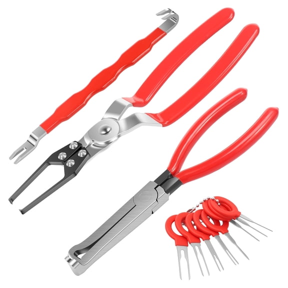 TMWEFUSC Electrical Disconnect Pliers Double Ended Electrical Connector Separator Tool Relay Puller Pliers 8Pcs Terminal Removal Tool for Car