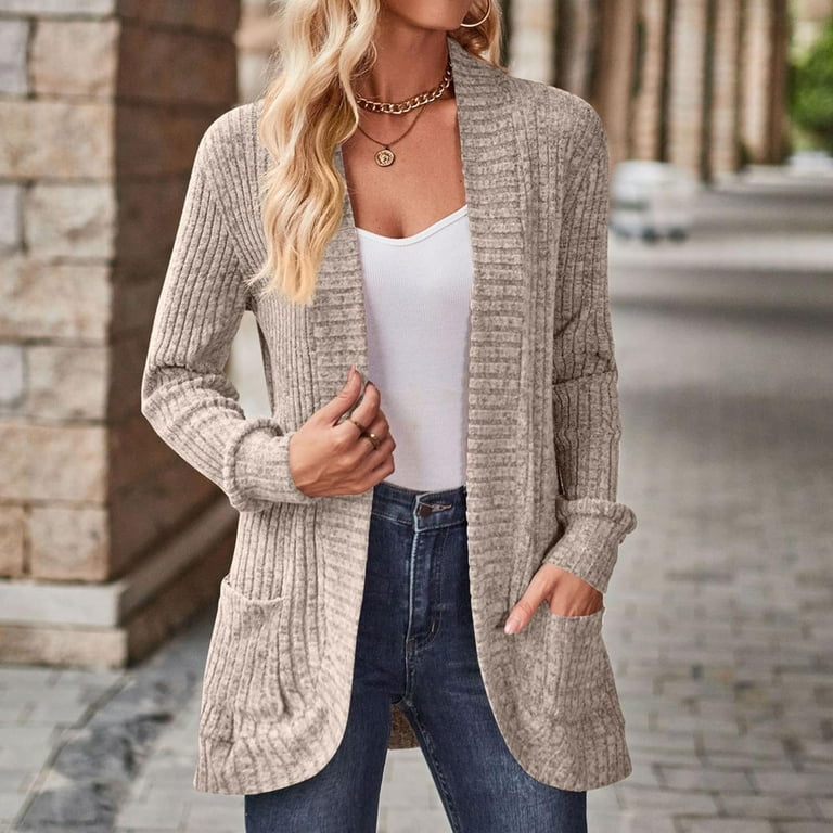 Open Front Ribbed Knit Cardigan Sweaters for Women Casual Open Front Ribbed Knit Cardigan Sweaters for Women Casual