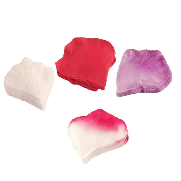 400 piezas / paquete de flores artificiales de plástico rosa pétalo de Roseleaf para banquete de bodas Eventos nupciales Decoración (rojo + rosa + púrpura claro + blanco puro)