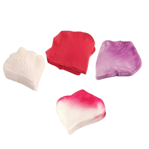 400 piezas / paquete de flores artificiales de plástico rosa pétalo de Roseleaf para banquete de bodas Eventos nupciales Decoración (rojo + rosa + púrpura claro + blanco puro)