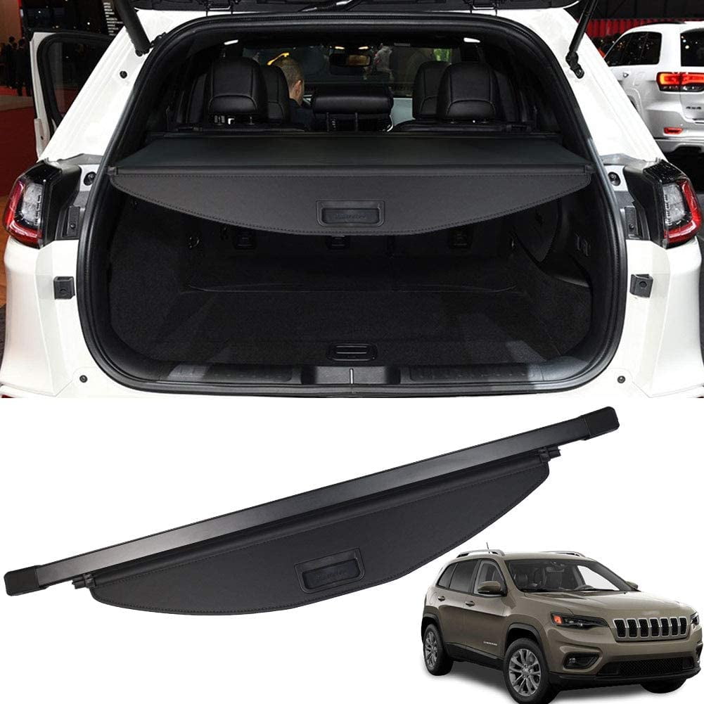 Fit 2019-2023 Jeep Cherokee Cargo Cover for Jeep Cherokee 2019 2020 2021 2022 2023 SUV Accessory Tonneau Cover Black Retractable Rear Trunk Privacy Security Shield Shade Cover