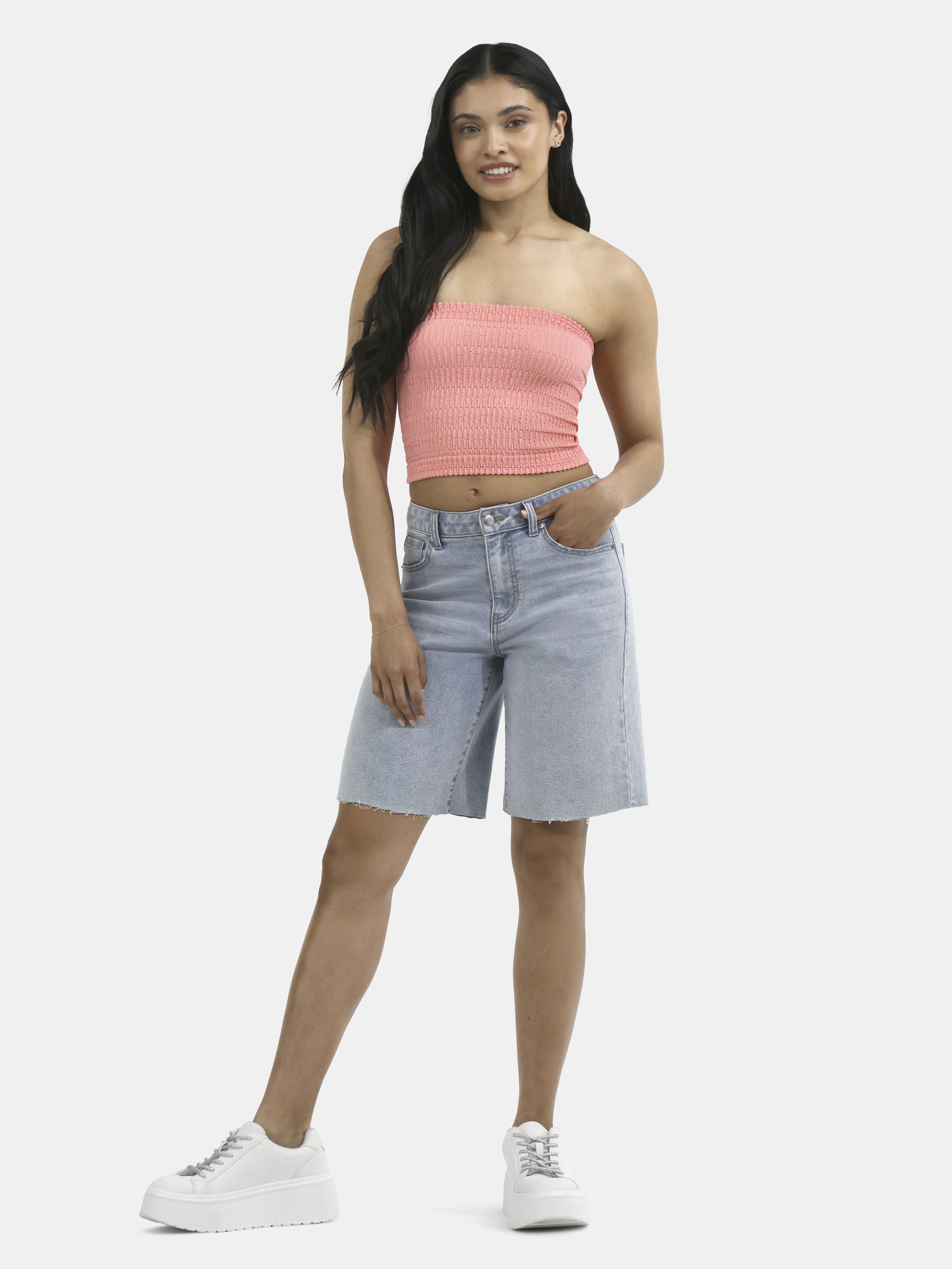 No Boundaries Seamless Textured Tube Top, Women's