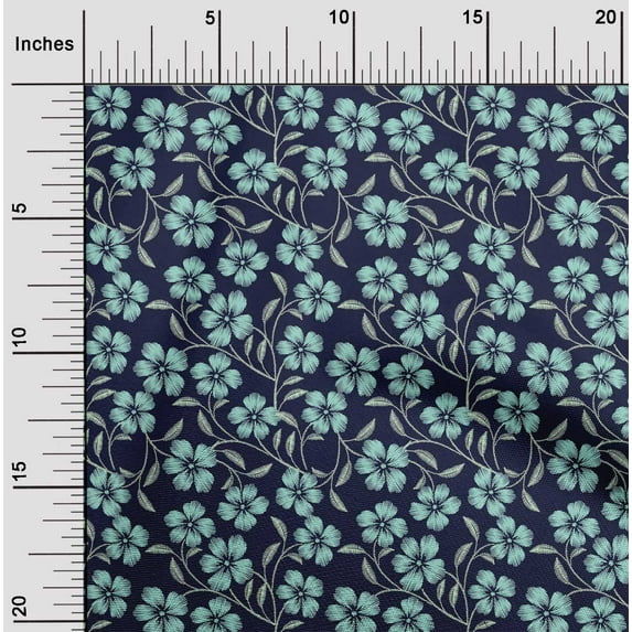 oneOone Polyester Lycra Fabric Leaves & Floral Artistic Print Fabric by The Yard 56 Inch Wide