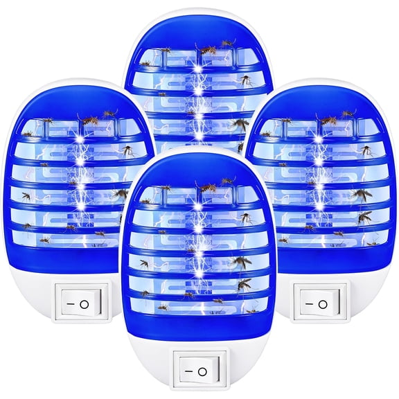 4 Pack Indoor Bug Zapper Plug in Electronic Mosquito Zappers with Purple Light - Mosquito, Fly, Gnat, Flying Insect Trap Lamp for Home, Kitchen, Bedroom, Living Room, Office