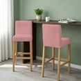 thumbnail image 2 of Peach Pink Bar Stool Cover Set of 6, Farmhouse Burlap Solid Pink Modern Linen Texture Stretch Bar Chair Cover, Removable Washable Pub Counter Stool Chair Slipcover for Kitchen Dining Room Pub Cafe, 2 of 9