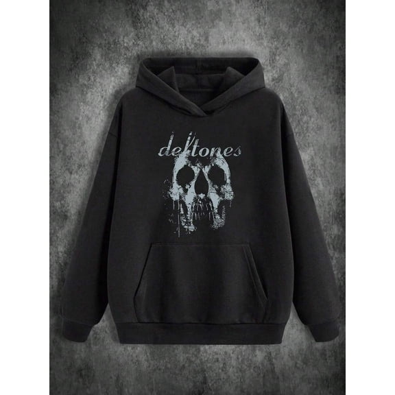 Men's 450g Heavyweight High-Quality Hoodie |Skull: Dark, Rock Music Culture Band  Print | Outdoor Casual Long-Sleeved Pullover Hoodie, With Pockets, Suitable For Autumn And Winter Wear (Suitable For