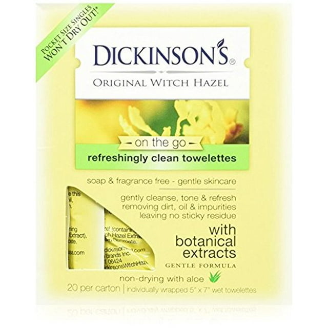 Dickinson's Original Witch Hazel Towelettes 20 Count per Pack (3 Pack)