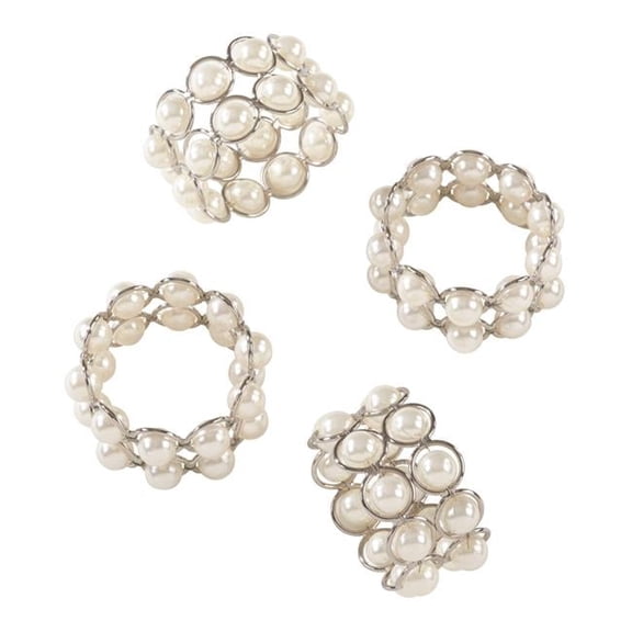 Saro Lifestyle Faux Pearl Beaded Design Event Napkin Ring - Set of 4