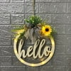 Baumaty Garland Letter Printed Hollow Design Wood Easter Welcome Hanging Sign for Easter