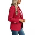 thumbnail image 3 of Hvot&aat Women's Tweed Blazers Business Casual Long Sleeve Double Breasted Open Front Jackets Solid Color Work Suits, 3 of 7