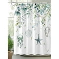 thumbnail image 3 of Green Coastal Waterproof Fabric Shower Curtain,Summer Eucalyptus Leaves Beach Ocean Starfish Conch Shower Curtain for Bathroom Curtains Bathtubs Hotel Shower Curtains with 12 Hooks Extra Long 72x96, 3 of 6