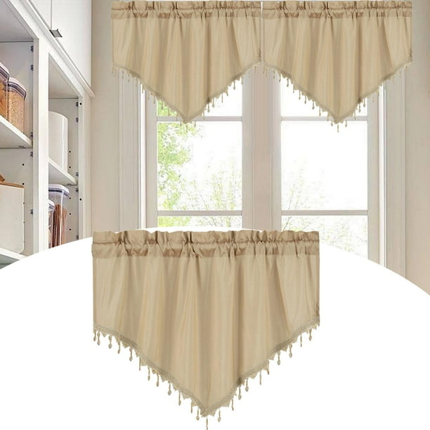 Cenefa de cortina perfecl barra de cortina bolsillo Tratamiento ventanas Decoración Beige