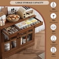 thumbnail image 3 of Bingirl 35.4-Inch Modern Walnut Sideboard Buffet Cabinet with Glass Door, Drawer and Storage for Dining Room and Kitchen, 3 of 9