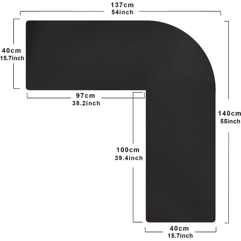 L shaped Desk Mat 43.31 L x 12.99 W Mouse pad for corner desk Computer Corner Desk Pad Writing Desk Pad Protector Large waterproof PU leather Corner mousepad Black Walmart