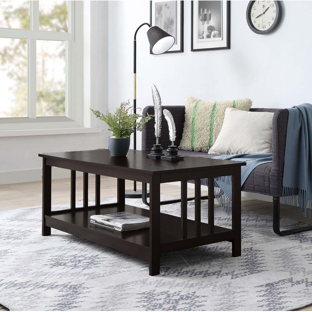 Convenience Concepts Mission Coffee Table with Shelf, Espresso