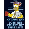 thumbnail image 2 of Men's The Simpsons Homer So How Long Does This Father's Day Thing Last?  Graphic Tee Navy Blue 3X Large, 2 of 5