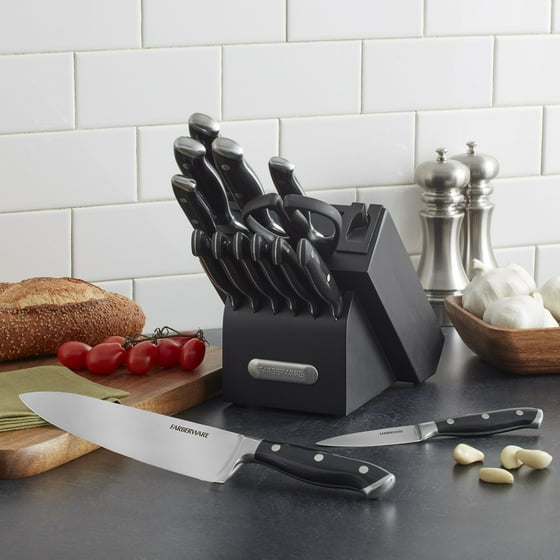 Farberware Edgekeeper 15Piece TripleRiveted Knife Set with BuiltIn Knife Sharpener