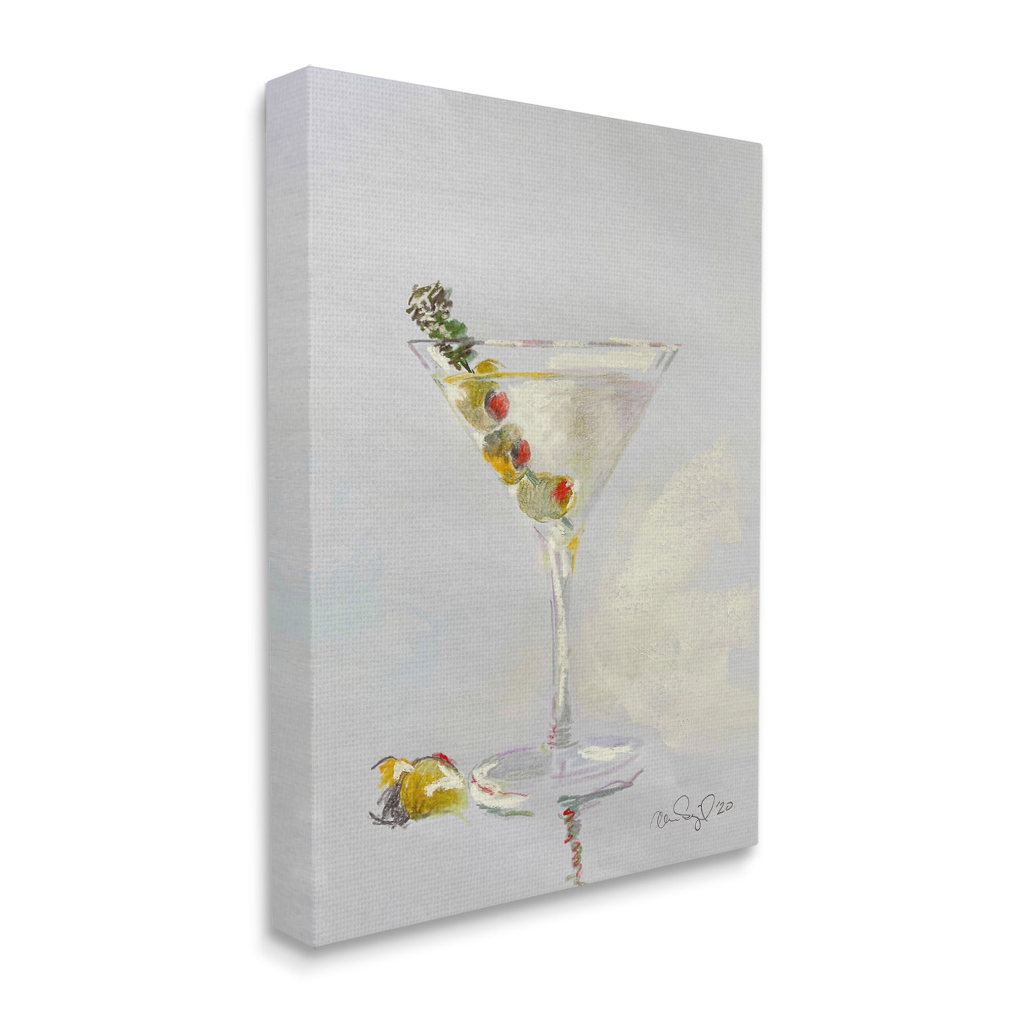Stupell Industries Olive Martini Glass Cocktail Bar Classic Style , 36 x 48, Design by Alan Segal