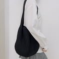 thumbnail image 1 of Bolso de mano retro de punto para mujer, bolso grande de viaje para hombro, bolso de compras (negro), 1 of 5