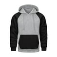 thumbnail image 4 of Color Block Hoodies for Men Trendy Fleece Long Sleeve Pullover Drawstring Hooded Patchwork Sweatshirt with Kange Pocket (M, Gray), 4 of 6