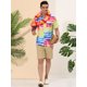 thumbnail image 3 of Camisa hawaiana Lars Amadeus a rayas manga corta con botones diseño tie-dye Amarillo azul T S, 3 of 6