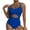 Blue, variant on Lovskoo One Piece Swimsuit Women 2024 Sleeveless Bathing Suits Twist Front Cutout Ruched Swimwear Orange S