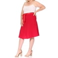 thumbnail image 4 of Women's Plus Size Casual High Waist Satin Tie Belted A Line Midi Knee Length Skirts, 4 of 6