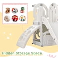 thumbnail image 2 of 5 in 1 Toddler Climber and Slide Set, Freestanding Kids Playground Slide Playset with Basketball Hoop and Toy Storage Space, Indoor & Outdoor Toys for Kids Teens Boys Girls, Gray, 2 of 7