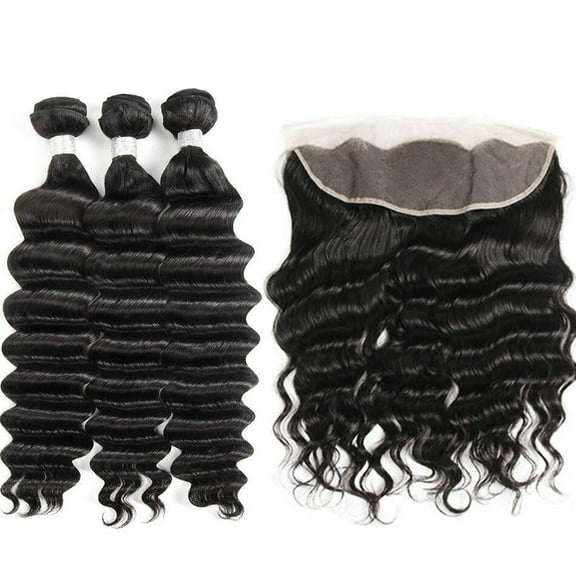 Ustar Virgin Hair 3 Bundles with 4"x13" Frontal Loose Wave